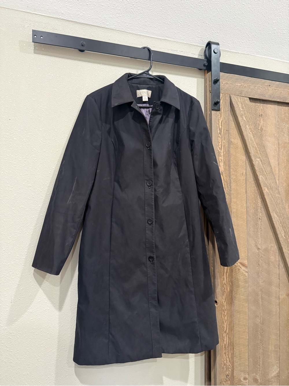 Casual Corner Black Button-Front Trench Coat